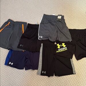 Under Armour Kids' Athletic Shorts - Black, Gray, Blue - size 7